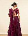 Wine Metallic Sequined Lehenga image number 3