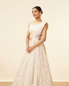 Mohey Women Dark Cream Bel Buti Patterned Bridal Lehenga