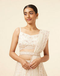 Mohey Women Dark Cream Bel Buti Patterned Bridal Lehenga