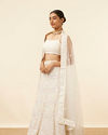 Mohey Women Light Cream Patterned Lehenga