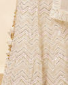 Mohey Women Light Cream Patterned Lehenga