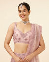 Mohey Women Purple Net Mirror Work Bridal Lehenga