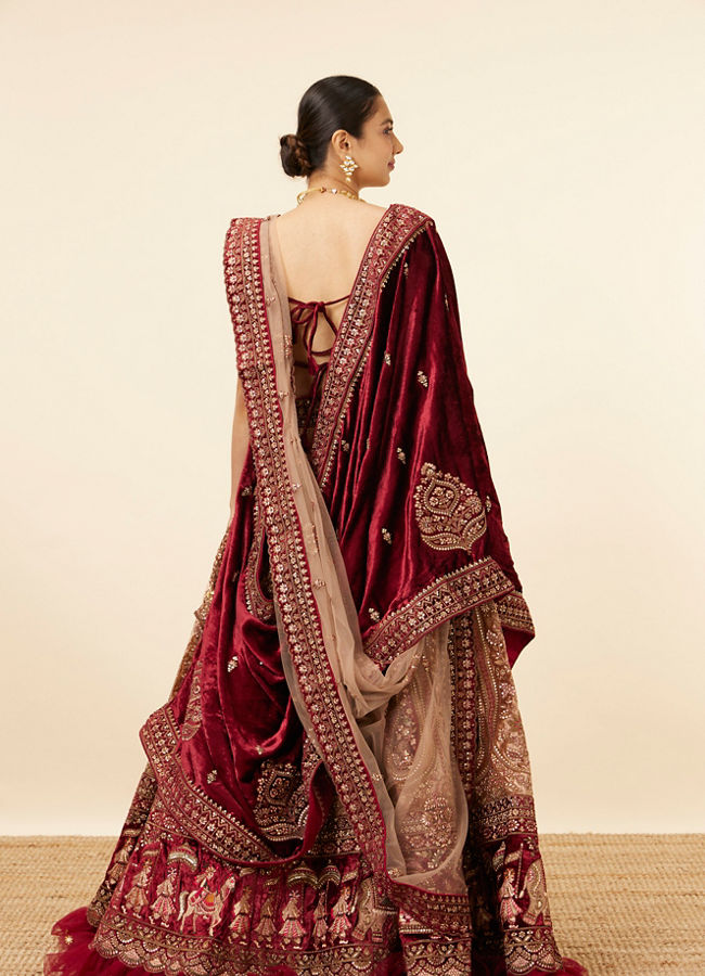 Fawn Velvet Bridal Lehenga