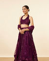 alt message - Mohey Women Wine Sequined Cocktail Lehenga image number 2