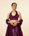 Mohey Women Wine Sequined Cocktail Lehenga