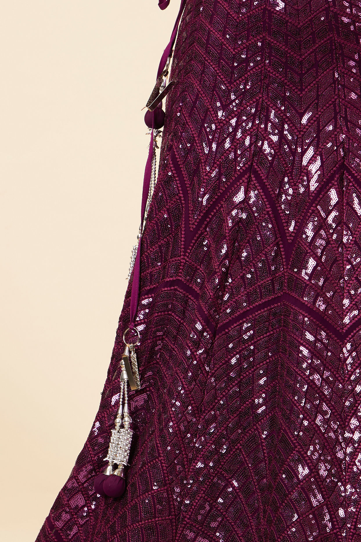 Mohey Women Wine Sequined Cocktail Lehenga