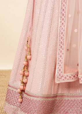 Rosewater Pink Sequined Lahenga image number 4