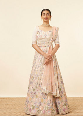 Dark Cream Multi colored Lehenga image number 0