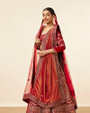 Berry Red Embroidered Bridal Lehenga image number 2