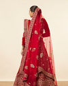 alt message - Mohey Women Berry Red Embroidered Bridal Lehenga image number 3