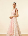 Mohey Women Peach Georgette Embroidered Thread Work Lehenga