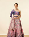 Rosewater Pink Midnight Sapphire Blue Paisley Patterned Lahenga