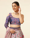 Rosewater Pink - Midnight Sapphire Blue Paisley Patterned Lahenga image number 1