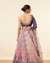 Rosewater Pink - Midnight Sapphire Blue Paisley Patterned Lahenga image number 3