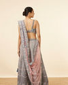 Grey Teal Blue Embellished Lehenga image number 3