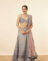 Grey Teal Blue Embellished Lehenga image number 0