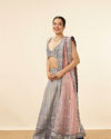 Mohey Women Grey Teal Blue Embellished Bridal Lehenga