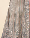 Grey Teal Blue Embellished Lehenga image number 4