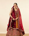 Mohey Women Light Orange Imperial Patterned Bridal Lehenga image number 0