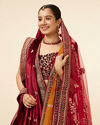 Mohey Women Light Orange Imperial Patterned Bridal Lehenga