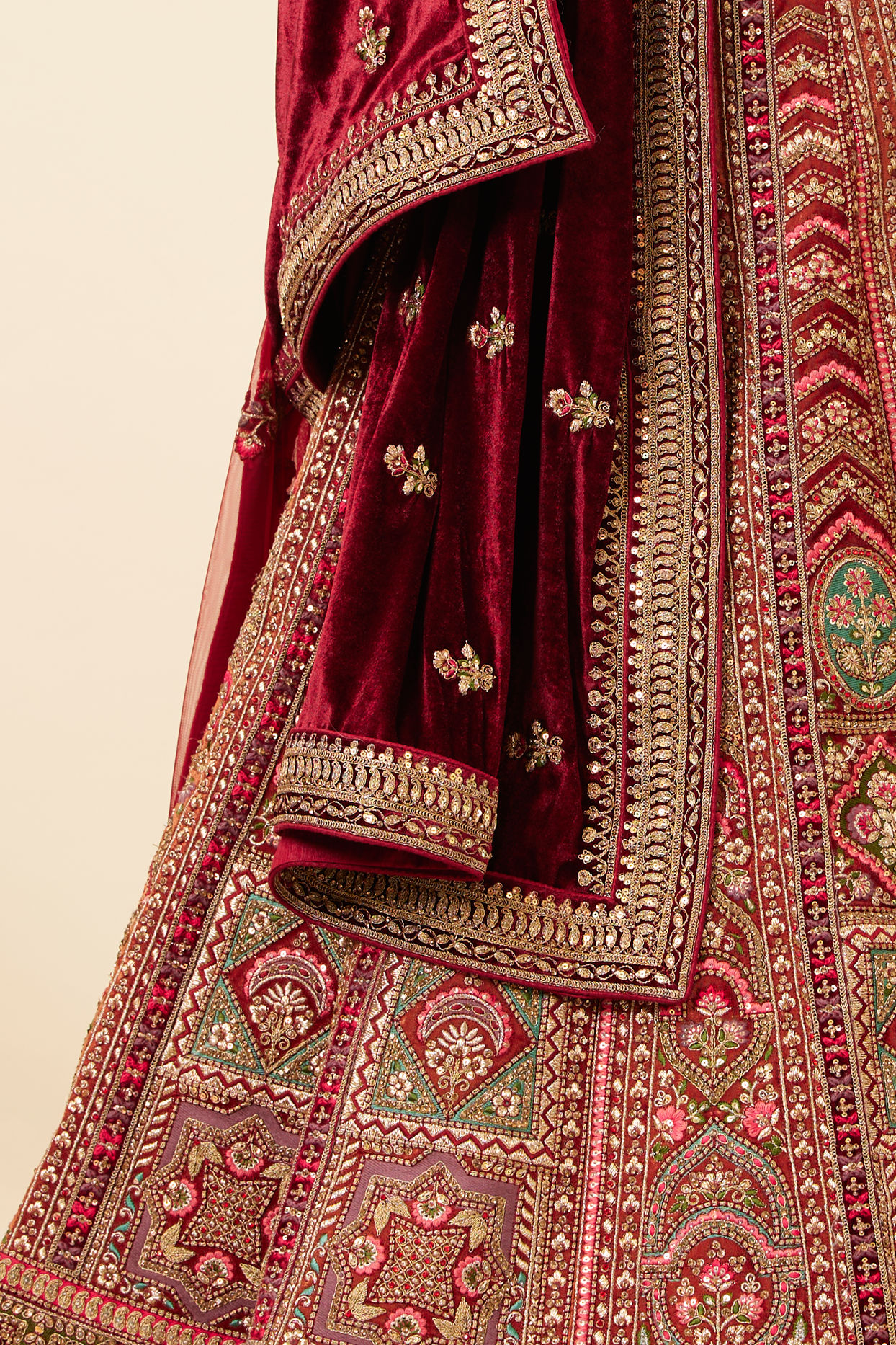 Mohey Women Light Orange Imperial Patterned Bridal Lehenga