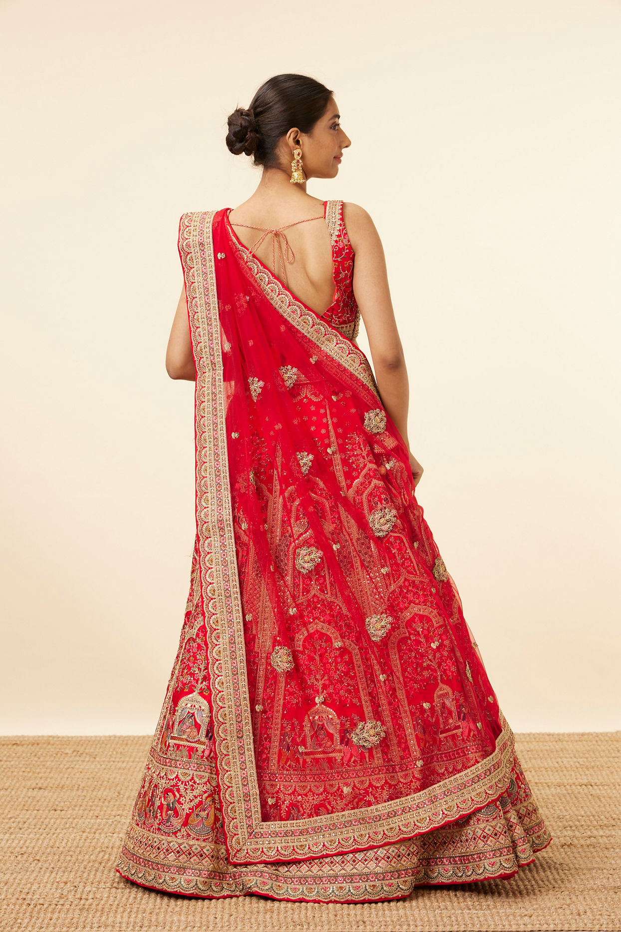 Red Embellished Bridal Lehenga image number 3