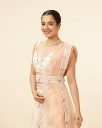 Mohey Women Enchanting Cream Floral Embroidered Lehenga