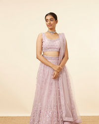 Mohey Women Purple Net Embellished Lehenga