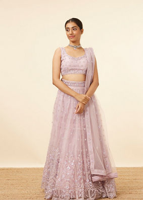 Purple Net Embellished Lehenga image number 0