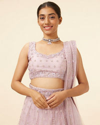 Mohey Women Purple Net Embellished Lehenga