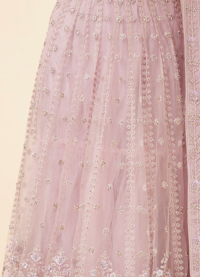 Mohey Women Purple Net Embellished Lehenga