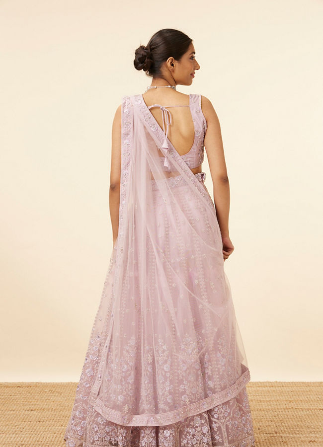 Mohey Women Purple Net Embellished Lehenga
