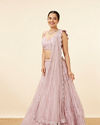 Mohey Women Purple Net Stone Embellished Lehenga