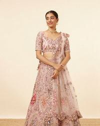 Mohey Women Light Pink Embroidered Pastel Bridal Lehenga