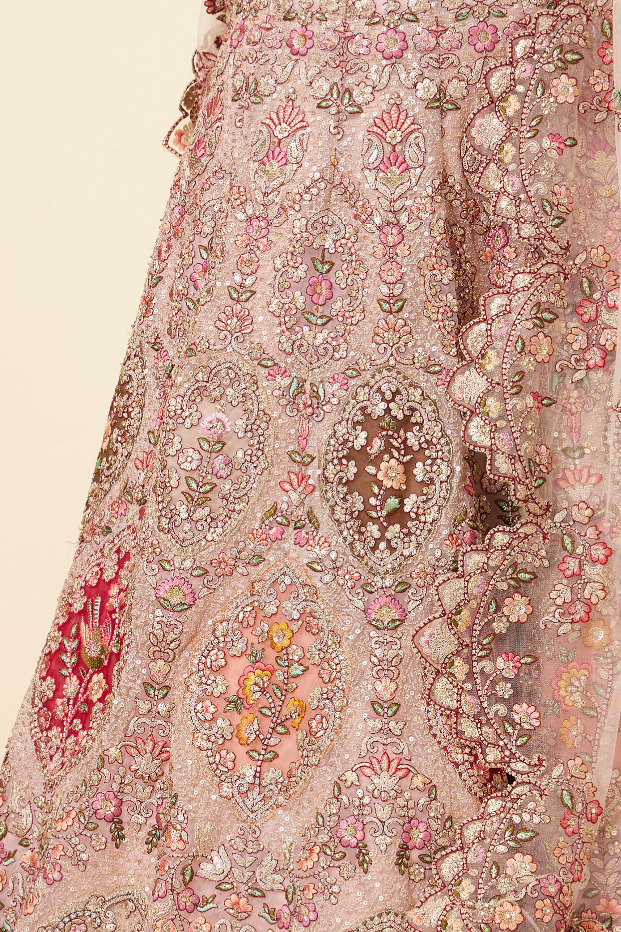 Light Pink Embroidered Pastel Lehenga image number 4