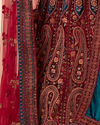 alt message - Mohey Women Rust Red Paisley Patterned Bridal Lehenga image number 4