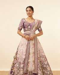 Mohey Women Light Pink Purple Embroidered Bridal Lehenga