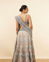 Light Blue Velvet Embroidered Lehenga image number 4