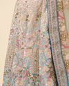 Light Blue Velvet Embroidered Lehenga image number 3