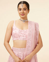 Mohey Women Light Purple Net Sequined Lehenga