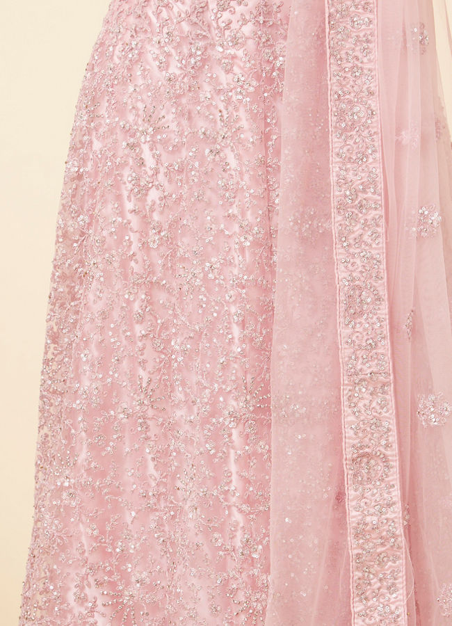 Mohey Women Light Purple Net Sequined Lehenga