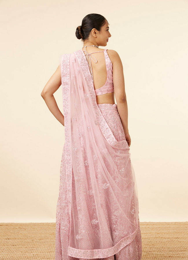 Mohey Women Light Purple Net Sequined Lehenga