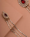 Ruby Red Stone and Diamante Studded Chain Brooch image number 1