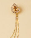 Amber Yellow Gemstone And Diamante Studded Chain Brooch image number 1