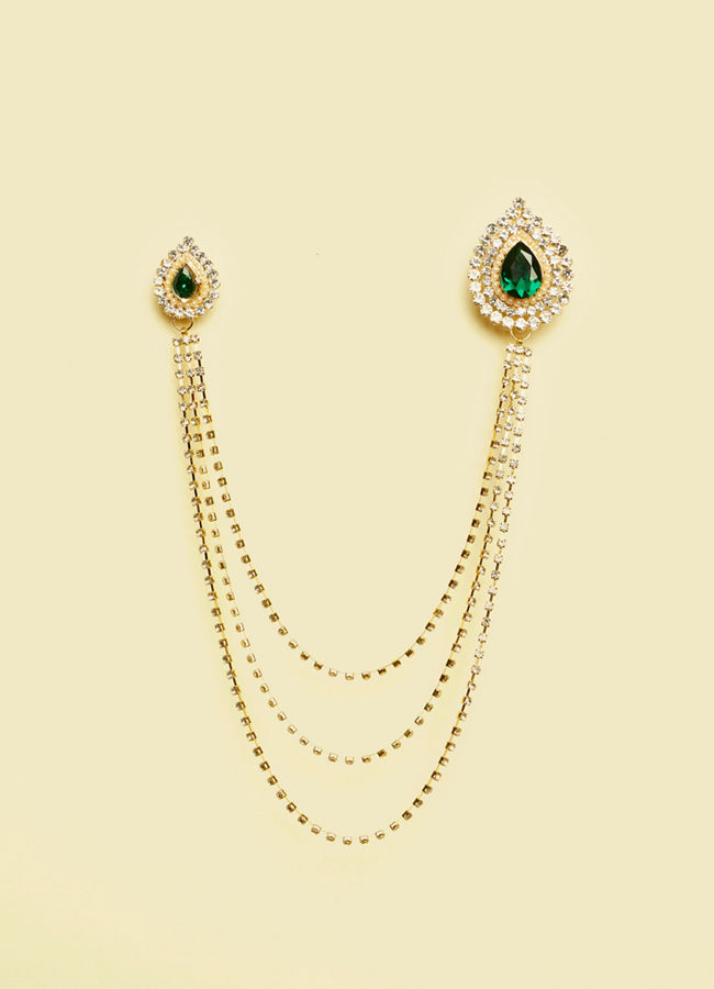 Manyavar Men Emerald Touch Brooch
