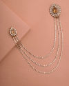 Manyavar Men Topaz Yellow Stone and Diamante Studded Chain Brooch