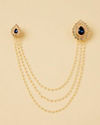Manyavar Men Pearl and Stone Studded Blue Brooch