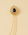 alt message - Manyavar Men Pearl and Stone Studded Blue Brooch image number 1