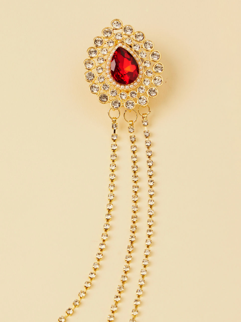 Manyavar Men Mesmerizing Maroon Brooch