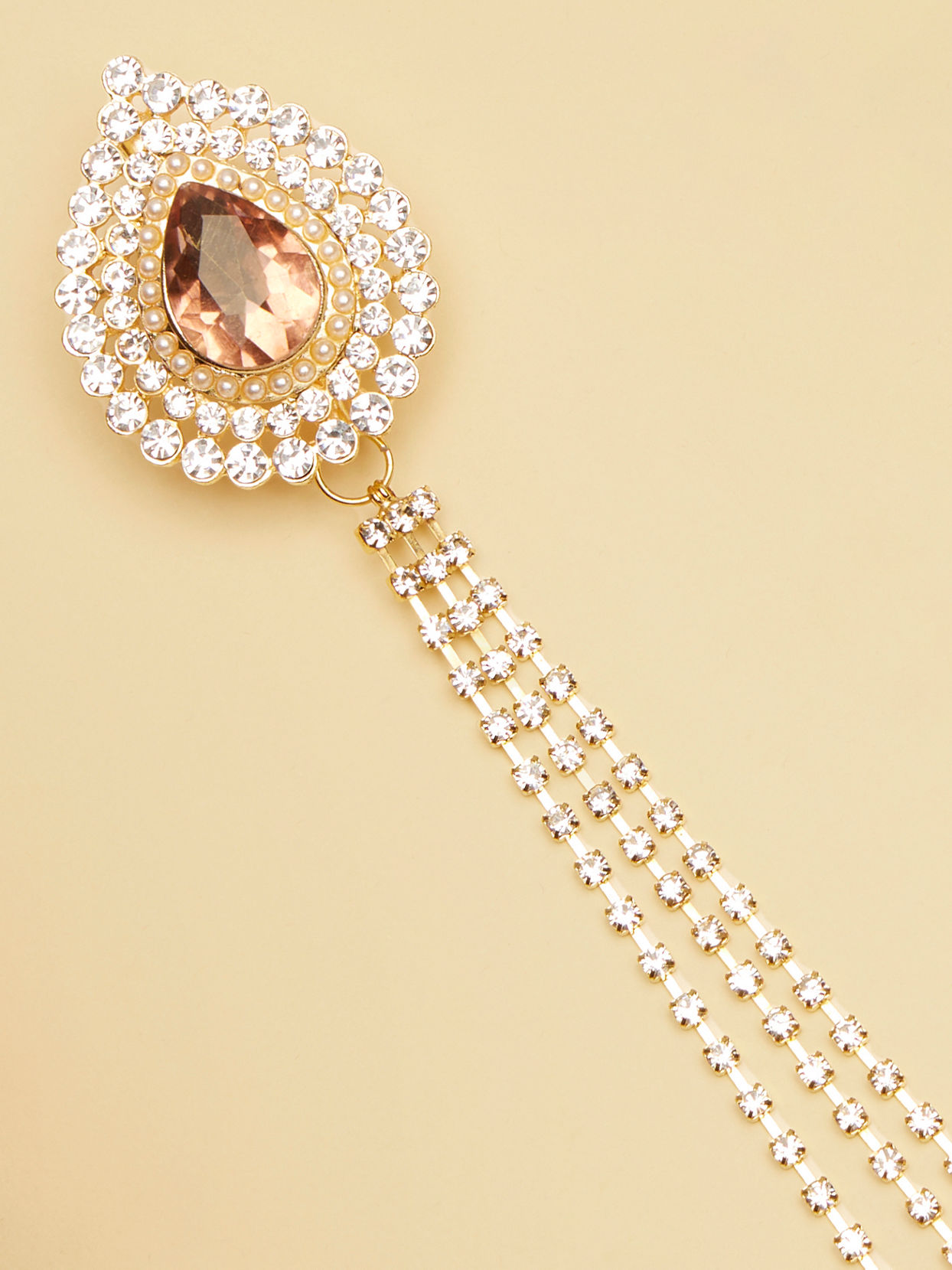 Manyavar Men Fairy Tale Pink Pearl Embedded Chain Brooch